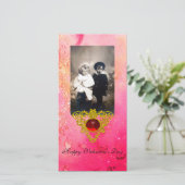 CELTIC HEART IN PINK, FUCHSIA GOLD SPARKLES FEESTDAGENKAART (Staand voorkant)