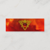 CELTIC HEART JEWEL GOLDEN KNOTS, ROOD RUBY GEMSTON MINI VISITEKAARTJE (Achterkant)