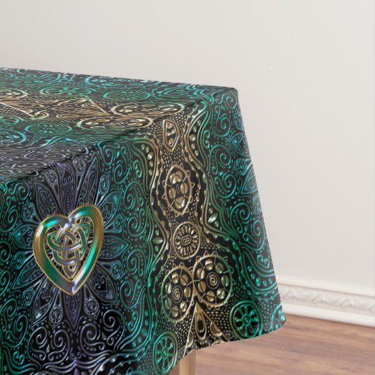 Celtic Heart Mandala in Green and Gold Original Tafelkleed (Voorbeeld)