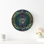 Celtic Heart Mandala in Green en Gold Grote Klok (Huis)
