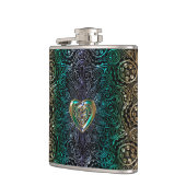 Celtic Heart Mandala in Green Gold Heupfles (Links)