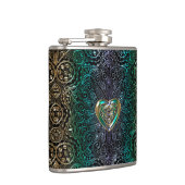 Celtic Heart Mandala in Green Gold Heupfles (Rechts)