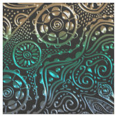 Celtic Heart Mandala in Green Gold Stof (Close Up)