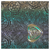 Celtic Heart Mandala in Green Gold Stof (Swatch)