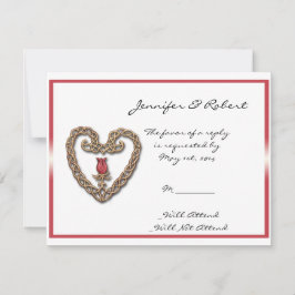 Celtic Heart met een Red Rose Response Card RSVP Kaartje