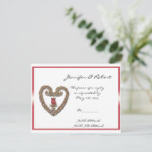 Celtic Heart met een Red Rose Response Card RSVP Kaartje (Staand voorkant)