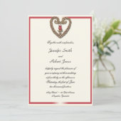 Celtic Heart met een uitnodiging voor een rood-roz (Staand voorkant)