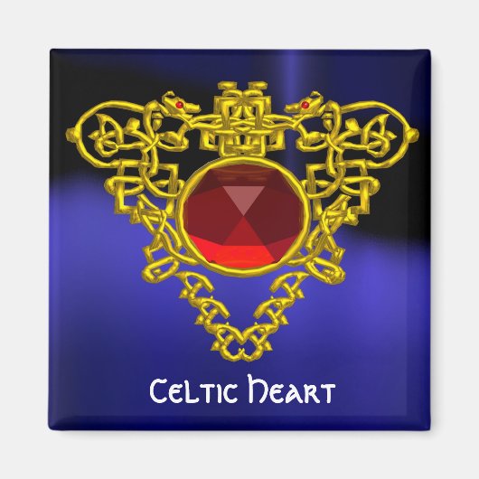 Celtic Heart met Red Ruby Magneet (Voorkant)