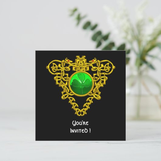 CELTIC HEART MET SHAMROCK ST PATRICK'S DAY PARTY KAART (Staand voorkant)