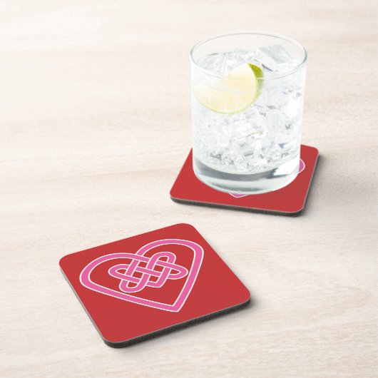 Celtic Heart Red Beverage Coaster Bier Onderzetter (Rechterzijde)