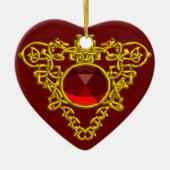 CELTIC HEART, Red Ruby Keramisch Ornament (Voorkant)