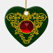 CELTIC HEART, Red Ruby Keramisch Ornament (Achterkant)