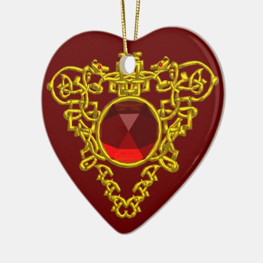 CELTIC HEART, Red Ruby Keramisch Ornament (Links)