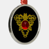 CELTIC HEART, Red Ruby Metalen Ornament (Rechts)