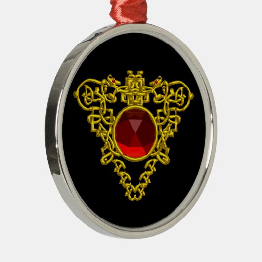 CELTIC HEART, Red Ruby Metalen Ornament (Rechts)