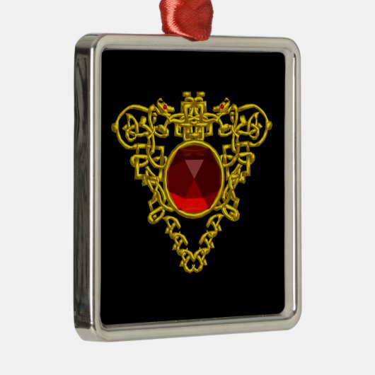 CELTIC HEART, Red Ruby Metalen Ornament (Rechts)