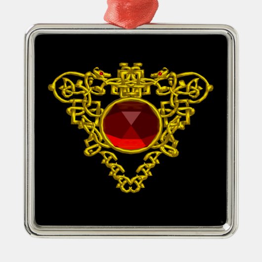 CELTIC HEART, Red Ruby Metalen Ornament (Voorkant)