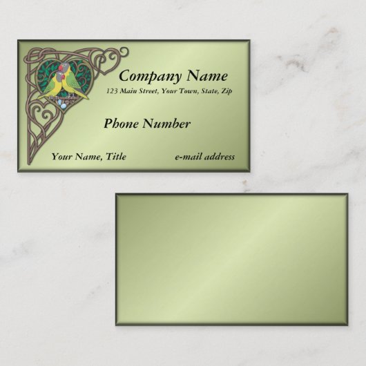 Celtic Heart Tortelduifjes Visitekaartje (Voorkant / Achterkant)