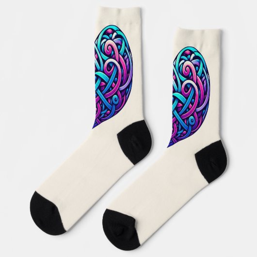 Celtic Heart w / Cream achtergrond Sokken (Links)
