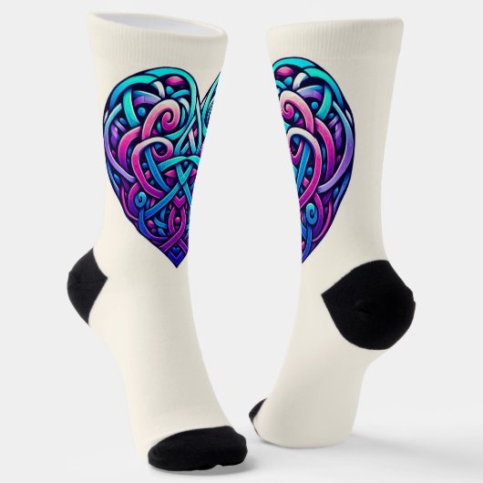 Celtic Heart w / Cream achtergrond Sokken (Gebogen)