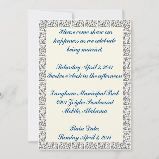 Celtic Heart Wedding Invitation 2 Kaart (Achterkant)