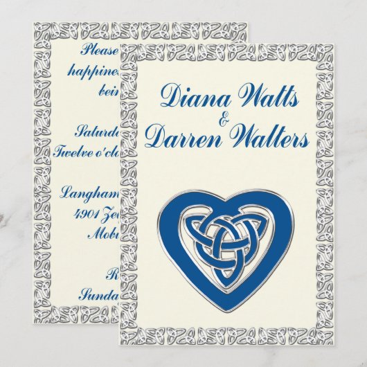 Celtic Heart Wedding Invitation 2 Kaart (Voorkant / Achterkant)
