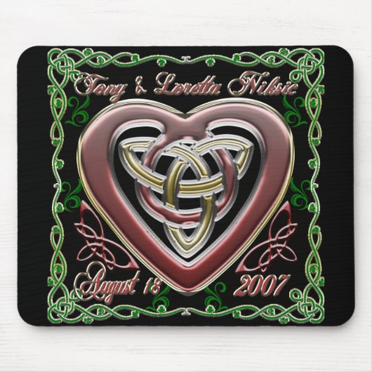 Celtic Heart Wedding/Jubileum Design Mousepad Muismat (Voorkant)