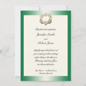 Celtic Hearts on Green Gradient Wedding Invitation Kaart (Voorkant)