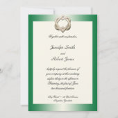 Celtic Hearts on Green Gradient Wedding Invitation Kaart (Voorkant)