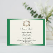 Celtic Hearts on Green Gradient Wedding Rehearsal Kaart (Staand voorkant)