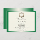 Celtic Hearts on Green Gradient Wedding Rehearsal Kaart (Voorkant / Achterkant)