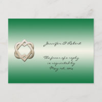 Celtic Hearts op Green Gradient RSVP-Briefkaart