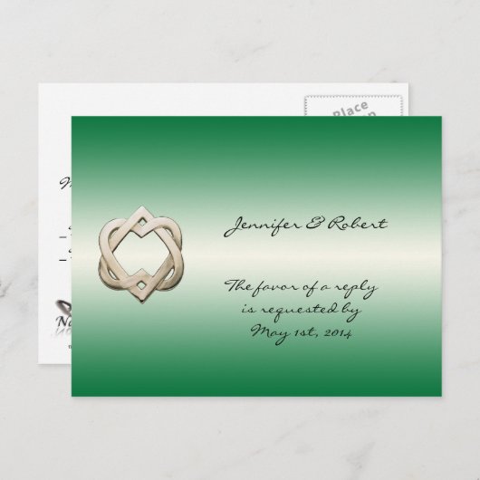 Celtic Hearts op Green Gradient RSVP-Briefkaart Uitnodiging Briefkaart (Voorkant / Achterkant)
