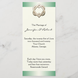 Celtic Hearts op Green Gradient Wedding Program Programmakaart