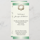 Celtic Hearts op Green Gradient Wedding Program Programmakaart (Voorkant / Achterkant)