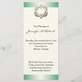 Celtic Hearts op Green Gradient Wedding Program Programmakaart