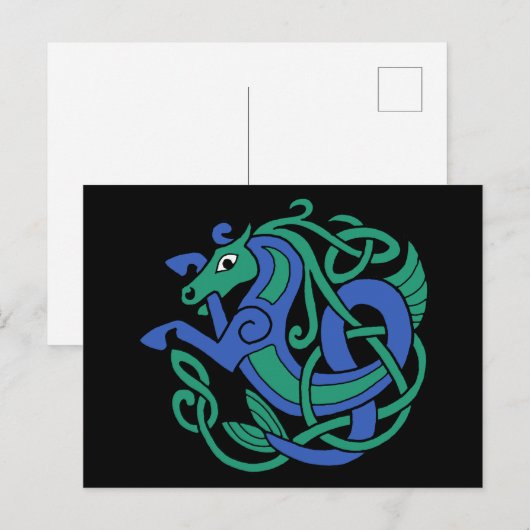 Celtic Hippocampus Zee-paard Briefkaart (Voorkant / Achterkant)