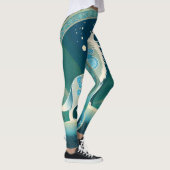 Celtic Howling Wolf ontwerp Leggings in Blue Tones (Rechts)