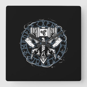 Celtic Huginn en Muninn Raven Viking Vierkante Klok