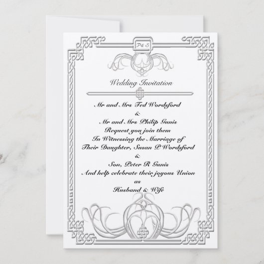 Celtic Ice Wolf Wedding Invitation Kaart (Voorkant)
