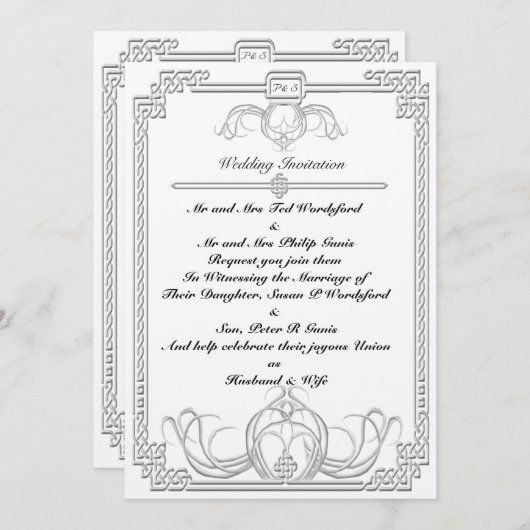 Celtic Ice Wolf Wedding Invitation Kaart (Voorkant / Achterkant)