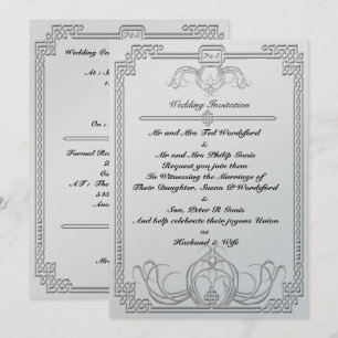 Celtic Ice Wolf Wedding Invitation Kaart