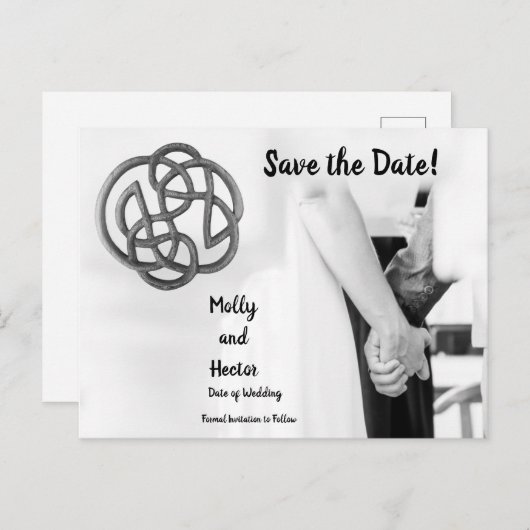 Celtic Infinity Knot Holding Hands Save the Date Briefkaart (Voorkant / Achterkant)