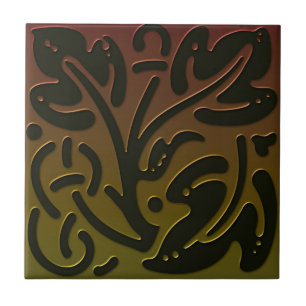 Celtic Inspired Tegel # 3 in brons en groen Tegeltje