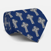 Celtic Irish Cross Black & White Stropdas (Opgerold)