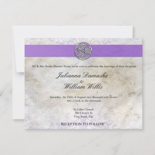 Celtic Irish Gaelic Triskelion Wedding Invite Kaart (Voorkant)