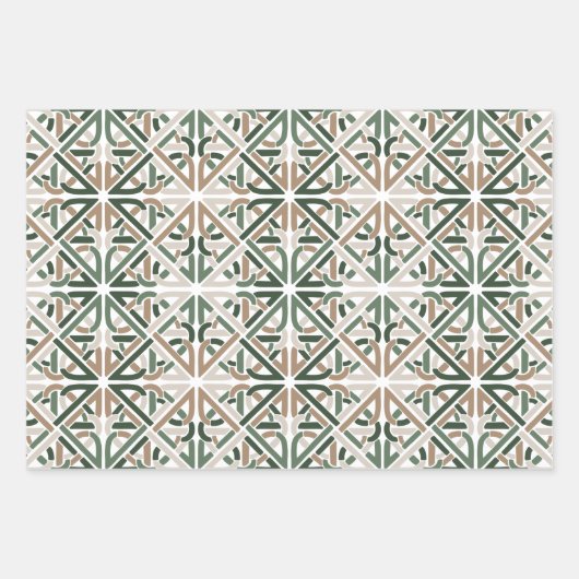 Celtic IRISH knot green brown beige Inpakpapier Vel (Voorkant)