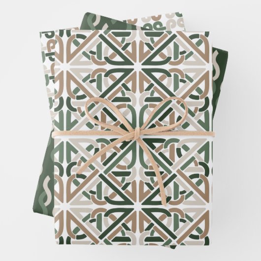 Celtic IRISH knot green brown beige Inpakpapier Vel (In situ)