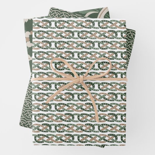 Celtic IRISH knot green brown beige Inpakpapier Vel (In situ)
