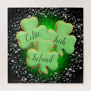 Celtic/Irish/Shamrock clover green iced koekje Legpuzzel